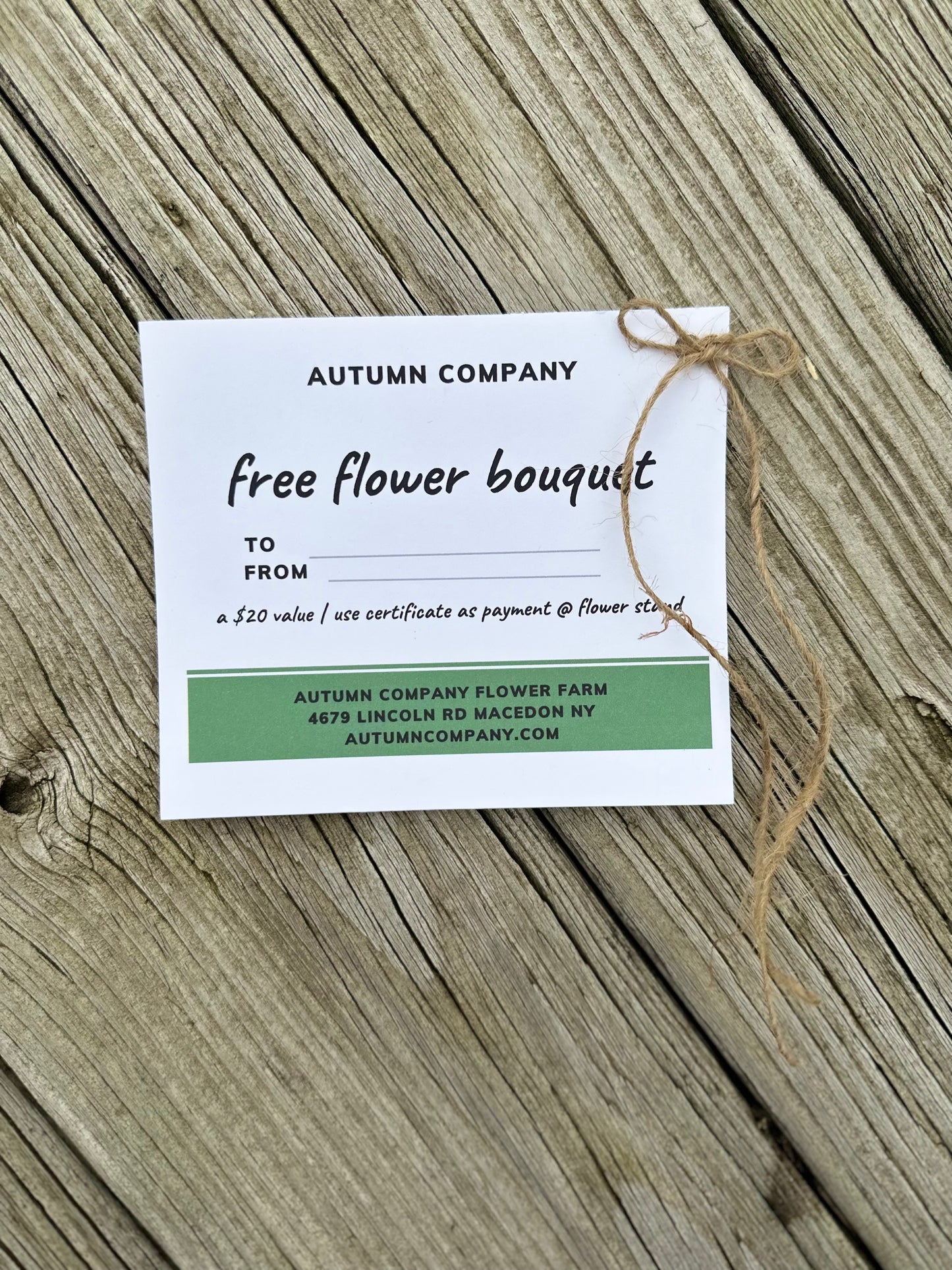 Flower Stand Gift Certificates